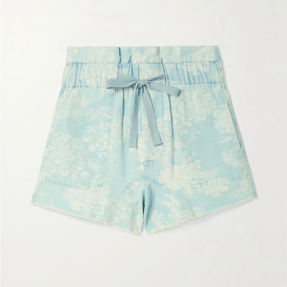 The GREAT The Midland frayed floral denim shorts - Picture 2 of 8